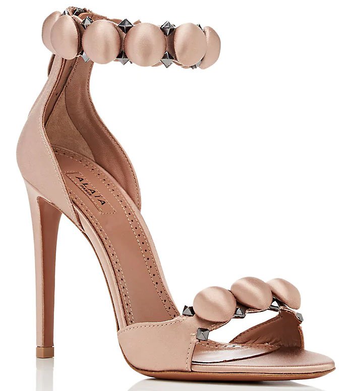 Ala&iuml;a'Bombe' Sandals in Pink Blush Satin