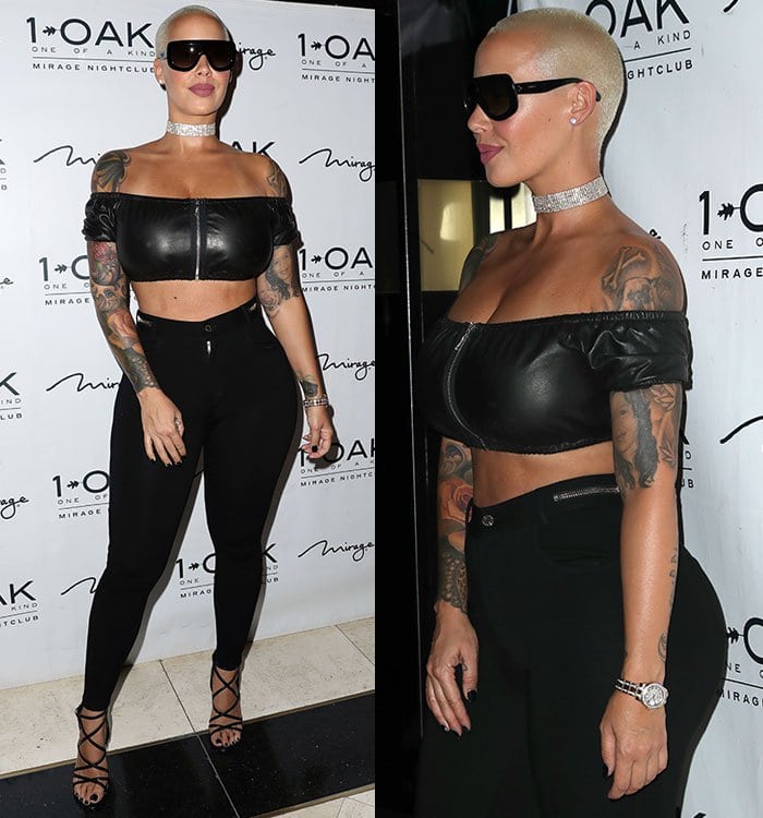 From every angle, Amber&rsquo;s look combined sleek leather textures with her trademark tattoos and confident stance