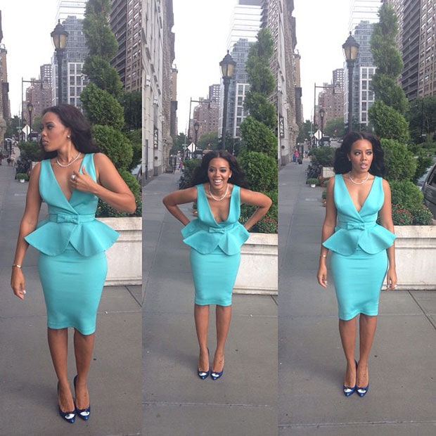 Angela Simmons wearing a Clan Diaries dress while arriving for&nbsp;the Art Hearts fashion show