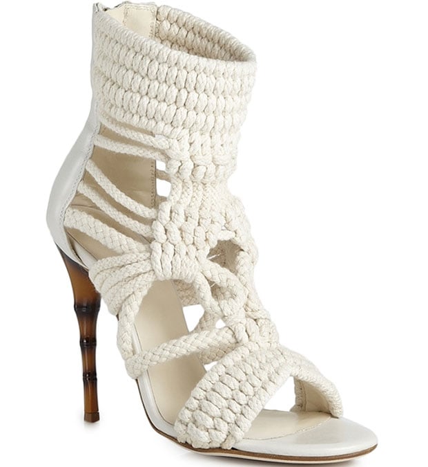 Balmain Braided Cotton and Leather Sandals
