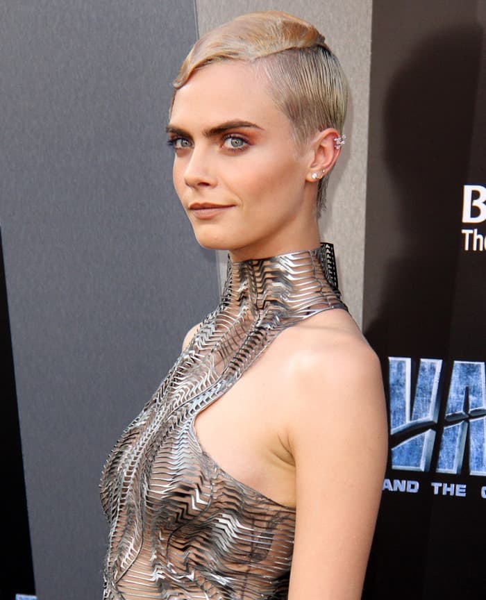 Cara Delevingne wearing an edgy metallic dress at the premiere of &lsquo;Valerian and the City of a Thousand Planets&rsquo; at TCL Chinese Theatre in Hollywood on July 17, 2017