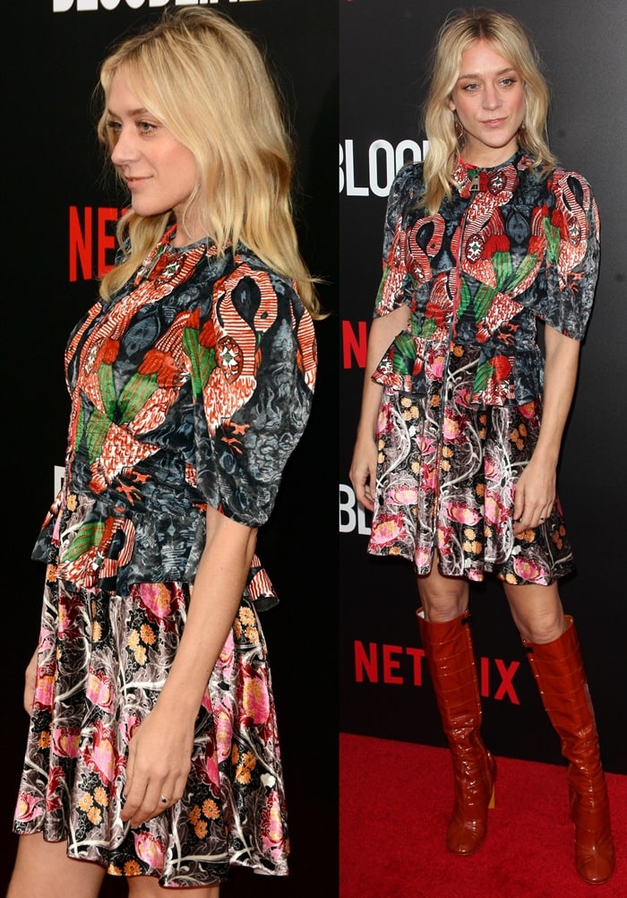 Chlo&euml; Sevigny in a multicolored mini dress from Louis Vuitton