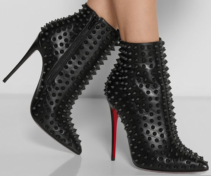 Christian Louboutin "Snakilta" 120 Spiked Leather Ankle Boots