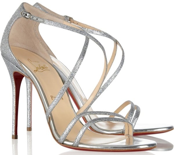 Christian Louboutin "Gwynitta" Open-Toed Sandals in Glitter