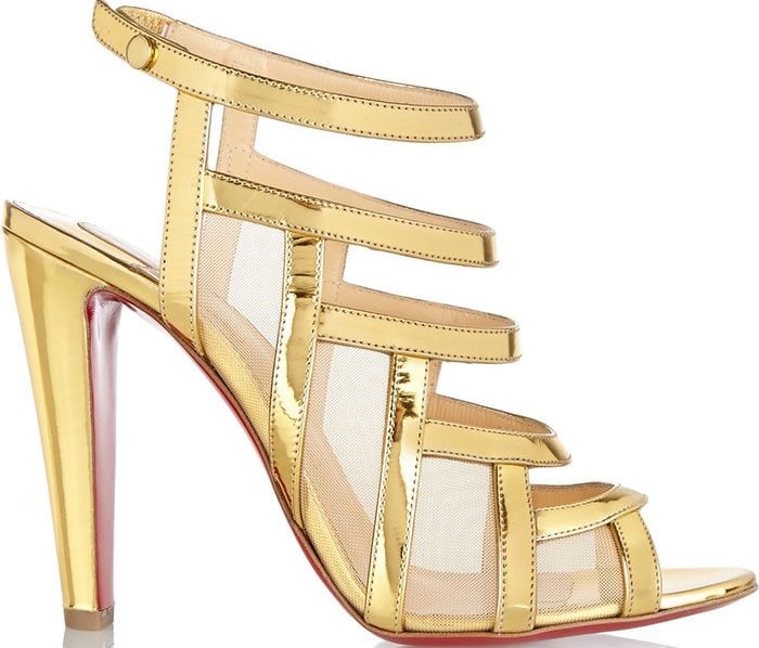 A metallic gold iteration of the &ldquo;Nicobar&rdquo; sandal spotlights the style&rsquo;s sleek mesh panels and polished, high-shine finish