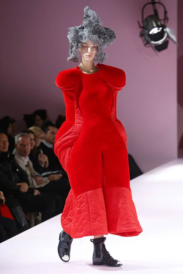A model at Rei Kawakubo's Comme des Gar&ccedil;ons fall 2017 ready-to-wear fashion presentation held during Paris Fashion Week in Paris, France, on March 4, 2017.