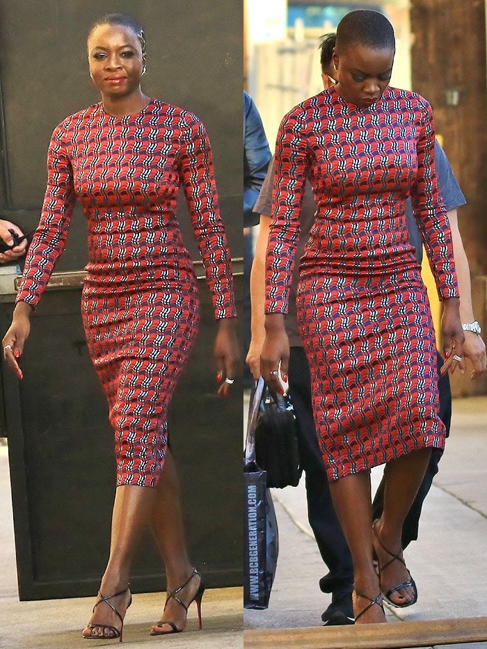 Danai Gurira arriving at the&nbsp;ABC studios for her guest appearance on "Jimmy Kimmel Live!" in Los Angeles, California, on January 31, 2018.