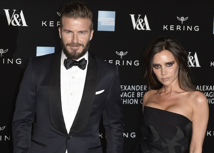 David Beckham and Victoria Beckham at the Alexander McQueen: Savage Beauty Fashion Gala held at the V&A in London on March 12, 2015