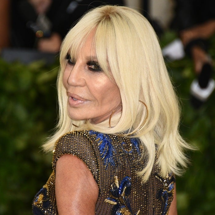Donatella Versace&nbsp;at the 2018 Met Gala held at the Metropolitan Museum of Art in New York City on May 7, 2018