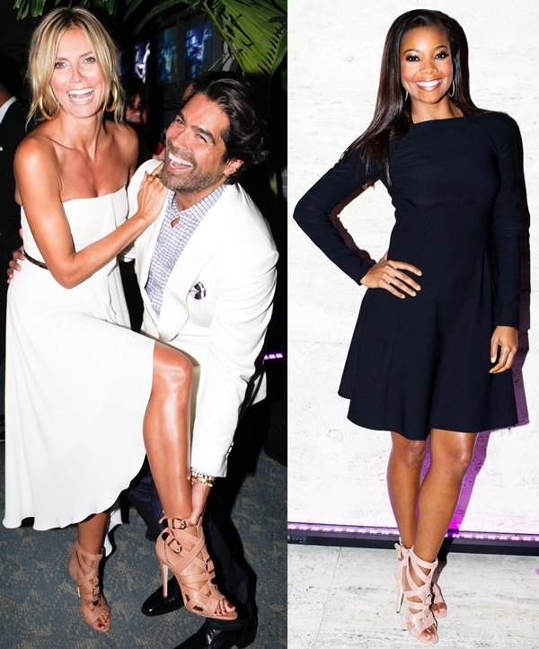 Gabrielle Union and Heidi Klum attending the launch of Brian Atwood&rsquo;s new NYC flagship store and ad campaign, September 5, 2012