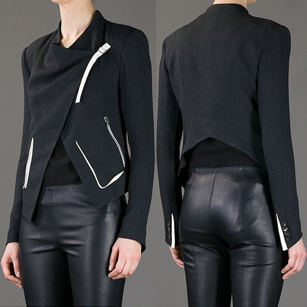 Helmut Lang &ldquo;Sugar&rdquo; Jacket &mdash; a sharp, minimalist piece with asymmetric zip details and clean tailoring, often spotted on celebrities and fashion bloggers for its effortlessly edgy vibe