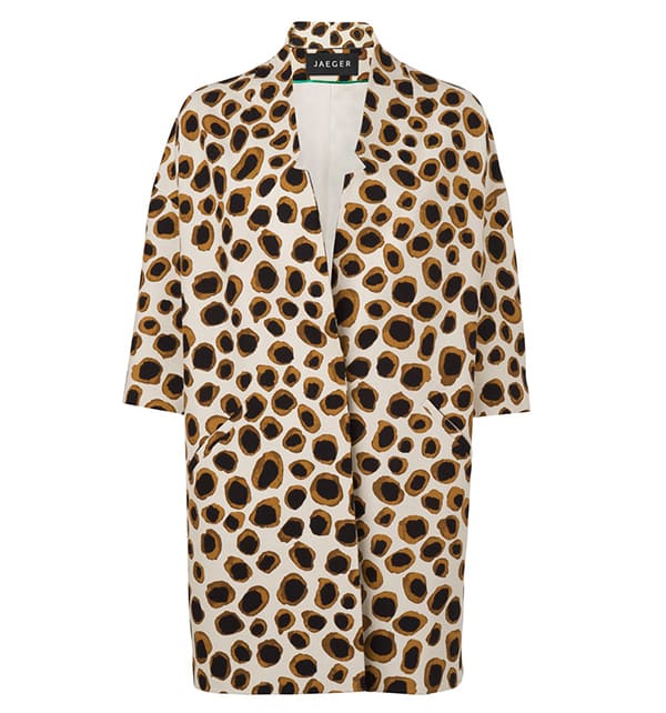 Elevate your wardrobe with Jaeger's Spring Leopard-Print Coat, available for &pound;275