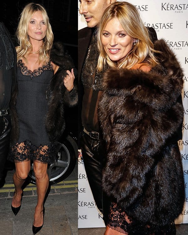 Kate Moss attended the L'Or&eacute;al Kerastase Paris event on March 11, 2013, wearing Louis Vuitton and Christian Louboutin Pigalle patent pumps