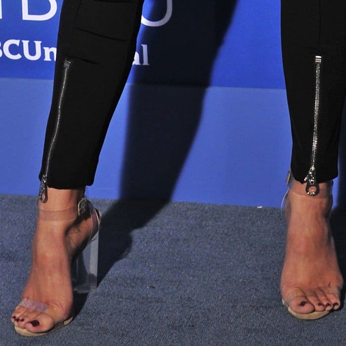 Khlo&eacute; Kardashian in Yeezy lucite heels