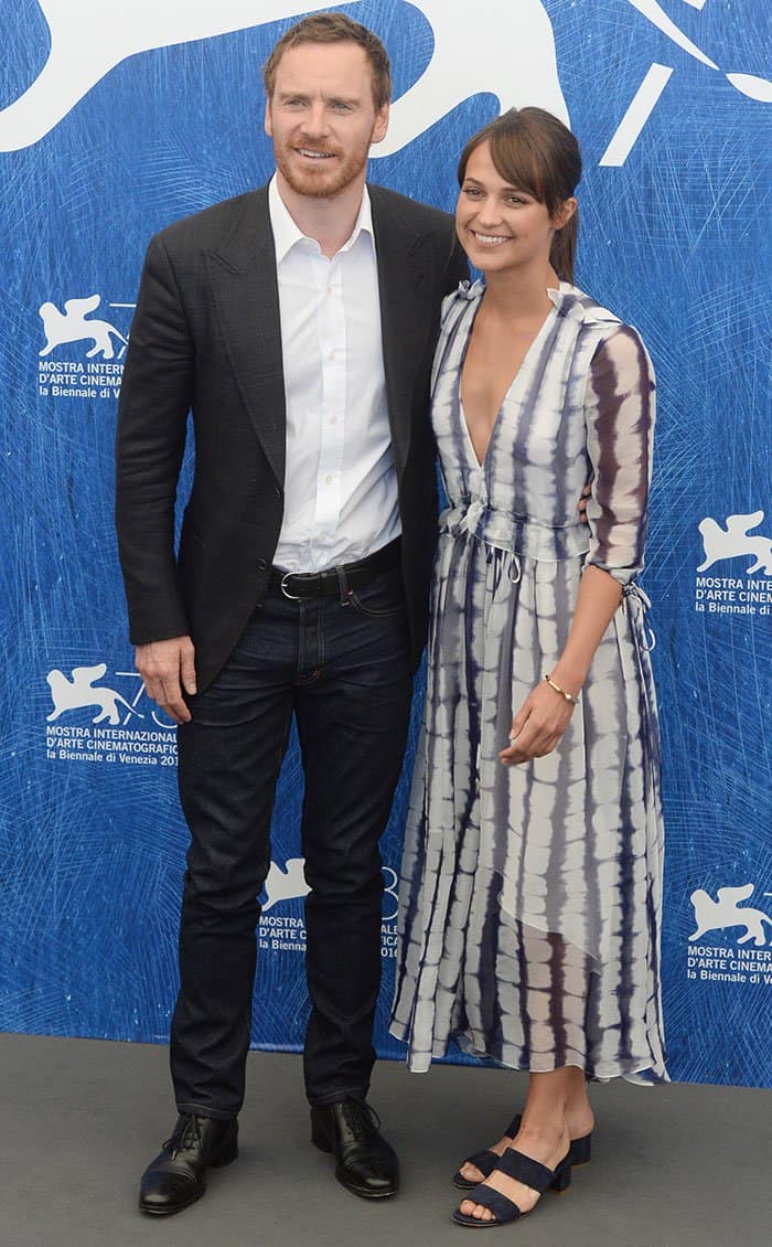 Alicia Vikander and Michael Fassbender at the photocall for their movie&nbsp;on September 1, 2016