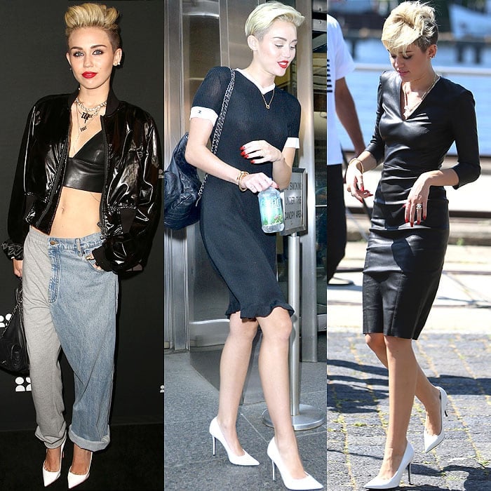 Miley Cyrus repeatedly showcased her white Saint Laurent &ldquo;Janis&rdquo; pumps in 2013, wearing them to the MySpace relaunch at the El Rey Theatre in Los Angeles (June 13), a Good Morning America appearance in New York City (July 15), and the German TV show Fr&uuml;hst&uuml;cksfernsehen in Berlin (July 23)