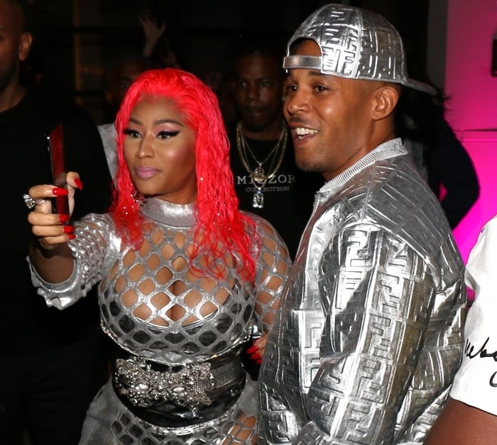 Nicki Minaj and Kenneth Petty arrive at her new Fendi Prints On x Nicki Minaj Collection Launch Celebration