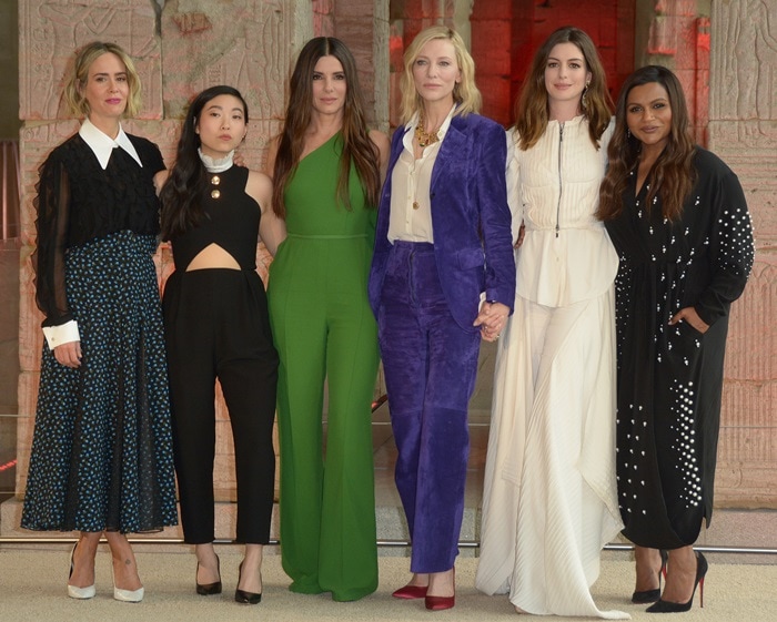 Sarah Paulson, Awkwafina, Sandra Bullock, Cate Blanchett, Anne Hathaway and Mindy Kaling attending their 'Ocean&rsquo;s 8' worldwide photo call held at The Metropolitan Museum of Art&nbsp; in New York City on May 22, 2018