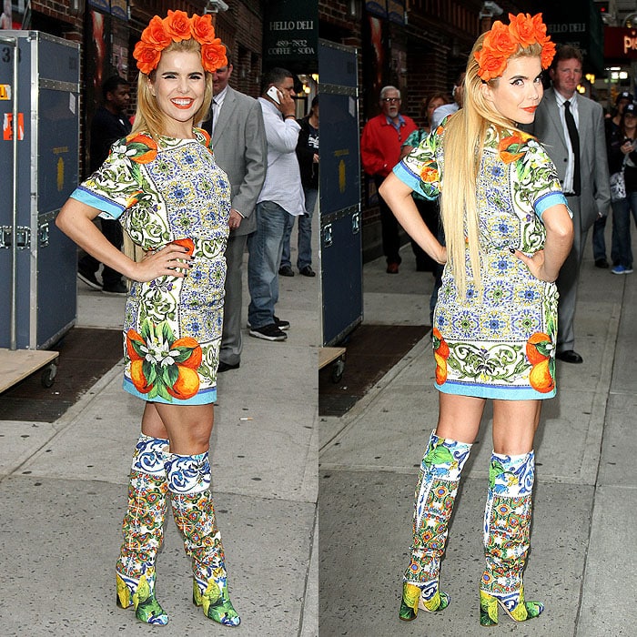 Paloma Faith wearing a large orange flower&nbsp;crown