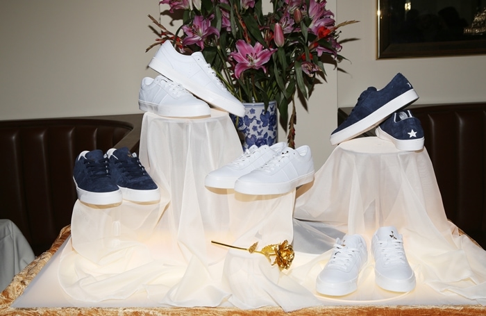A curated display of the Sage Elsesser x Converse One Star Pro collection at the New York City launch event, February 10, 2017