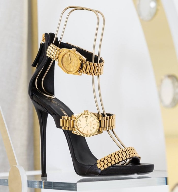 Classic sandals modeled after a Rolex watch