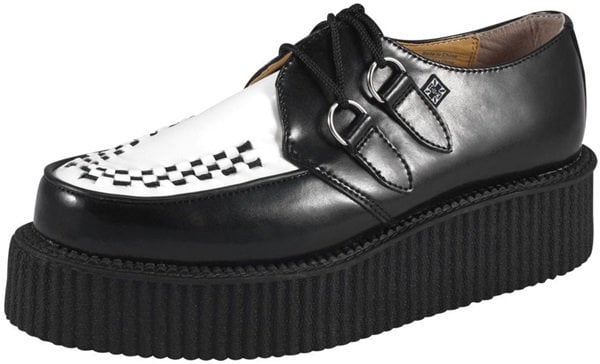 T.U.K. Shoes Mondo Hi Sole Brothel Creeper Black & White Leather