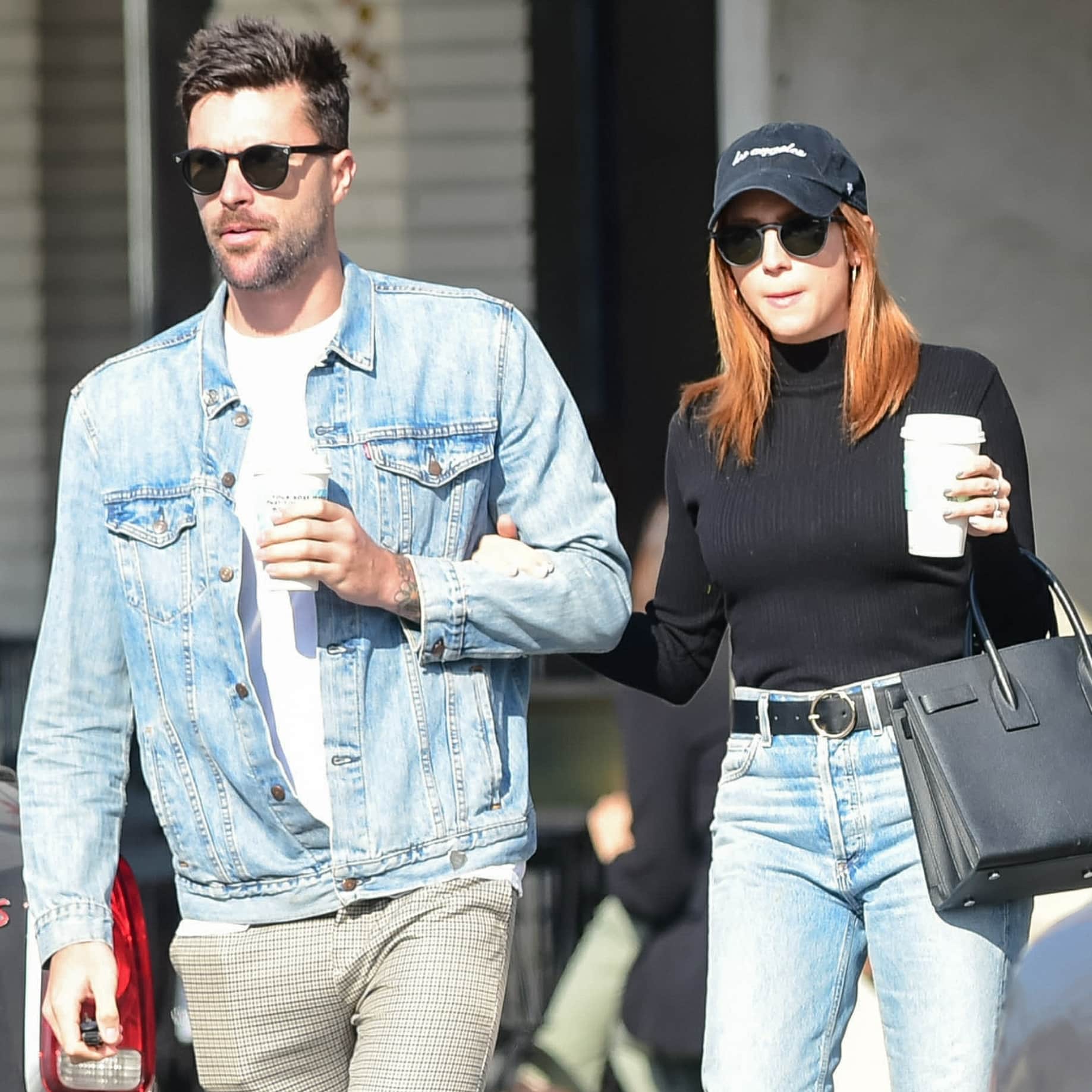 Tyler Stanaland and Brittany Snow keep it effortlessly chic in coordinated casual looks&mdash;Tyler in a denim jacket and Brittany in a sleek black turtleneck with classic jeans