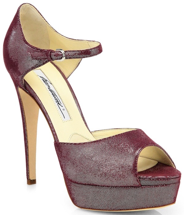 Brian Atwood 'Tribeca' Metallic Lam&eacute; Platform Sandals in Rum