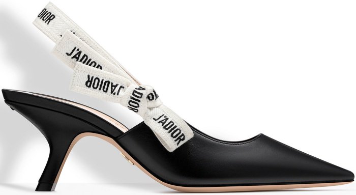 Dior Slingbacks in Black Lambskin Leather with J&rsquo;Adior Ribbon