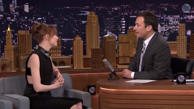 Emma Stone on The Tonight Show Starring Jimmy Fallon in New York City on April 28, 2014