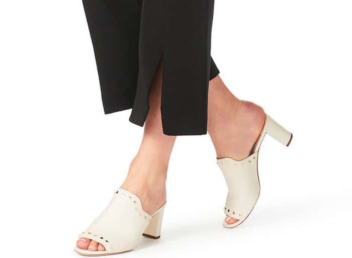 Jimmy Choo &ldquo;Myla&rdquo; White Nappa Leather Mules with Gold Studs