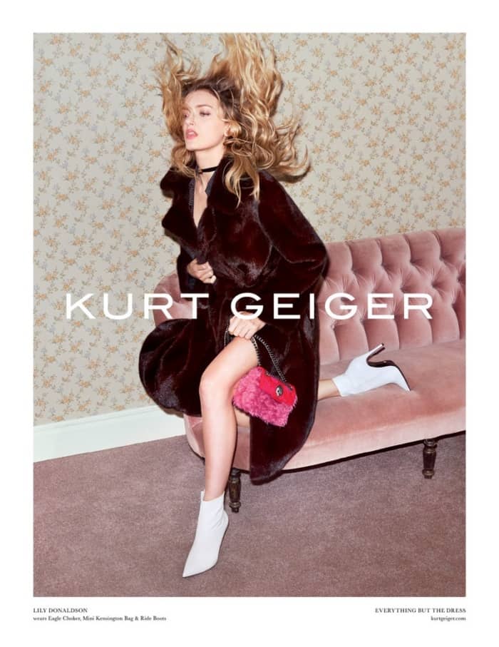 Lily Donaldson wearing the &ldquo;Ride&rdquo; boots for Kurt Geiger&rsquo;s Fall/Winter 2017 collection