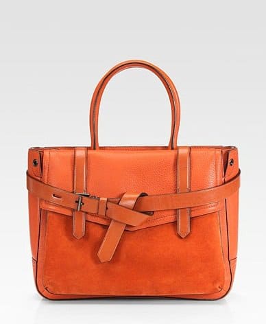 Reed Krakoff Leather and Suede Boxer Bag in Cinnabar