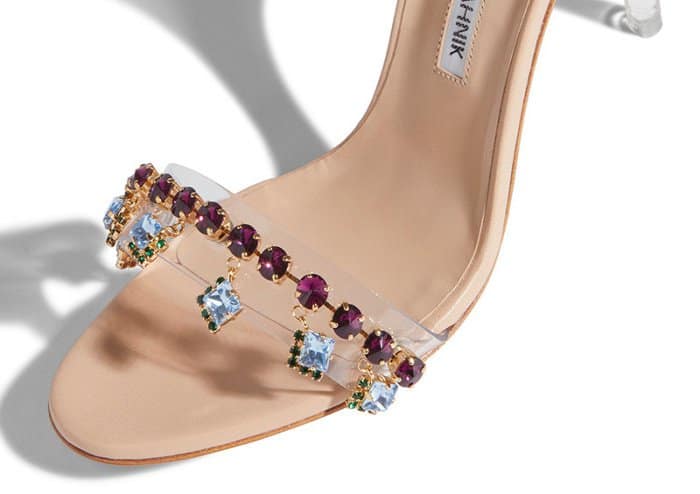 Rihanna x Manolo Blahnik &ldquo;Purple Chalice&rdquo; crystal and PVC detail ankle-strap sandals