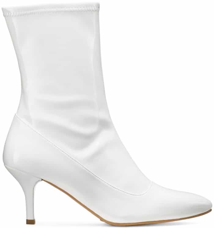 Stuart Weitzman &ldquo;Clingy&rdquo; booties in snow white patent leather