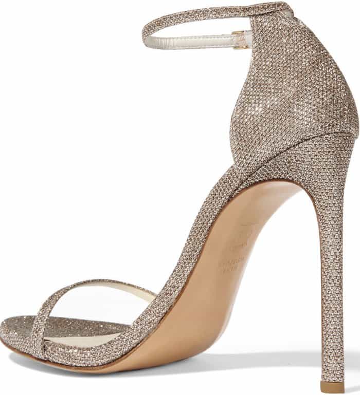 Stuart Weitzman &ldquo;Nudist&rdquo; Sandals in Champagne Mesh