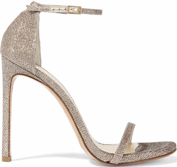 Stuart Weitzman &ldquo;Nudist&rdquo; Sandals in Champagne Mesh