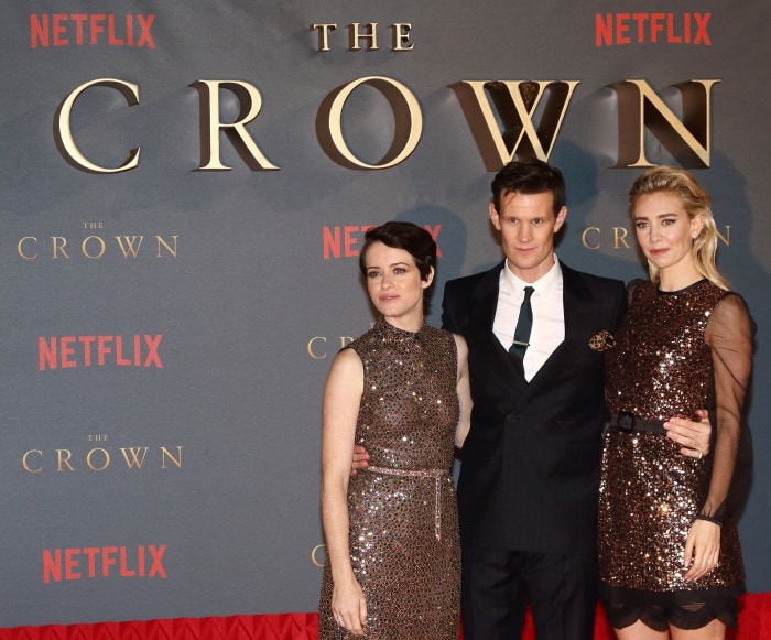 Claire Foy, Matt Smith, and Vanessa Kirby at Netflix&rsquo;s "The Crown" Season 2 world premiere