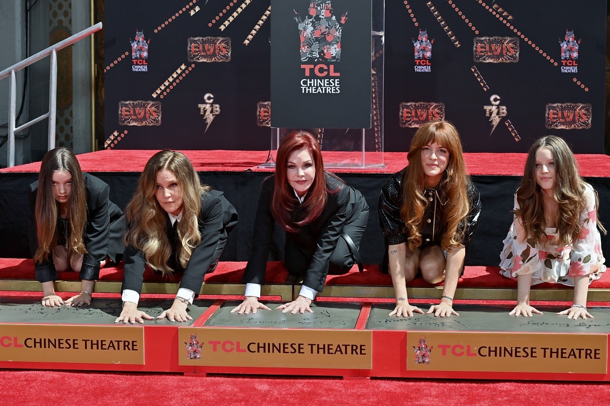 Harper Vivienne Ann Lockwood, Lisa Marie Presley, Priscilla Presley, Riley Keough, and Finley Aaron Love Lockwood at the Three Generations of Presley&rsquo;s Handprint Ceremony